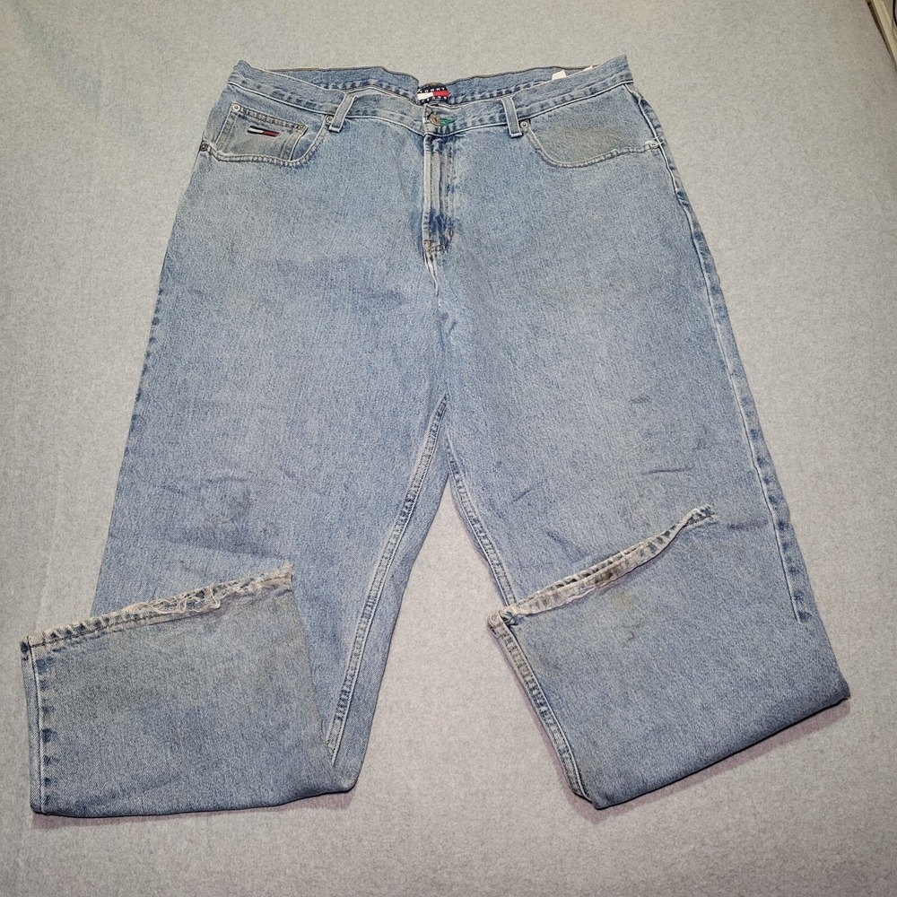 Tommy Hilfiger Tommy Jeans Mens 40x30 Light Wash Straight Leg Denim Blue Vintage